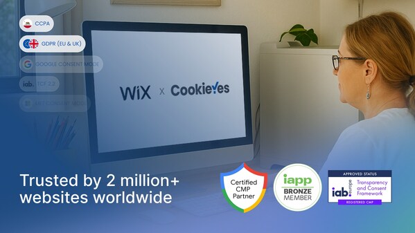 CookieYes现已登陆Wix应用市场，助力数百万家企业遵守GDPR（《通用数据保护条例》）和CPRA（《加州隐私权法案》）等隐私法，并拥有Google CMP Gold Partner、IAPP Bronze Member和IAB Europe注册的CMP等可信认证作为背书。