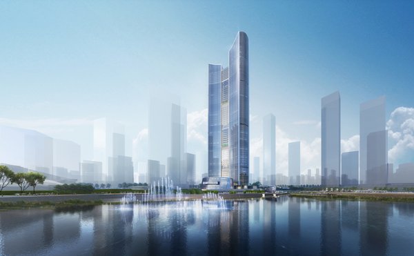 知识城九龙湖畔知识塔效果图